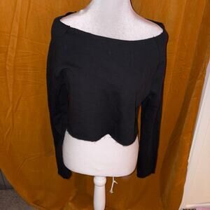 Forever 21 Black Shredded Open Back Top Size L NWOT Trisha Paytas Closet Sale